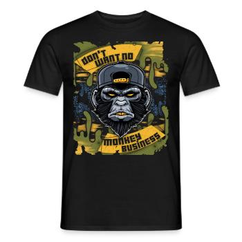Affe, Monkey-Affe, lustiger Spruch Monkey-Business - Männer T-Shirt - Schwarz - Vorne - AI Model Male 178 light (178cm)