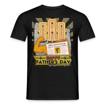 Dad, Father's Day, Vintage Happy Father's Day - Men's T-Shirt - black - Front - AI Model Male 178 light (178cm)