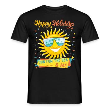 Urlaub am Meer, Ferien, lachende-Sonne, Spruch - Männer T-Shirt - Schwarz - Vorne - AI Model Male 178 light (178cm)