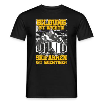 Bildung Ist Wichtig Skifahren Ist Wichtiger - Männer T-Shirt - Schwarz - Vorne - AI Model Male 178 light (178cm)