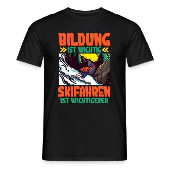 Bildung Ist Wichtig Skifahren Ist Wichtiger - Männer T-Shirt - Schwarz - Vorne - AI Model Male 178 light (178cm)