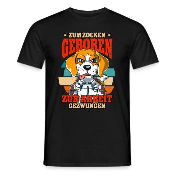 Zum Zocken Geboren Zum Arbeiten Gezwungen - Männer T-Shirt - Schwarz - Vorne - AI Model Male 178 light (178cm)