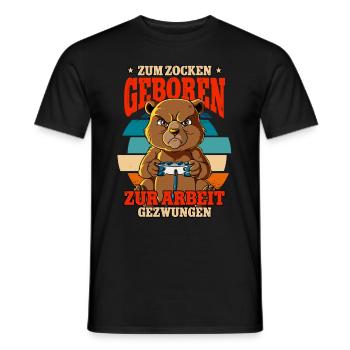 Zum Zocken Geboren Zum Arbeiten Gezwungen - Männer T-Shirt - Schwarz - Vorne - AI Model Male 178 light (178cm)