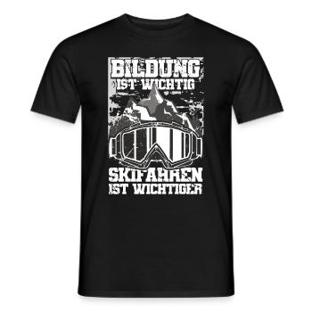 Bildung Ist Wichtig Skifahren Ist Wichtiger - Männer T-Shirt - Schwarz - Vorne - AI Model Male 178 light (178cm)