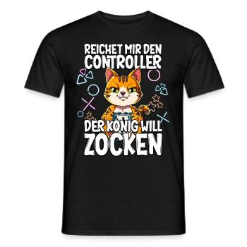 Videospiel Gaming Katze Zocken - Männer T-Shirt - Schwarz - Vorne - AI Model Male 178 light (178cm)