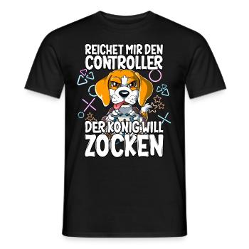 Videospiel Gaming Hund Zocken - Männer T-Shirt - Schwarz - Vorne - AI Model Male 178 light (178cm)