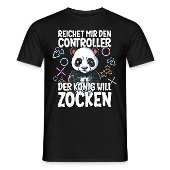 Videospiel Gaming Panda Zocken - Männer T-Shirt - Schwarz - Vorne - AI Model Male 178 light (178cm)