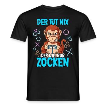 Zocken Gaming Der Tut Nix Der Will Nur Zocken - Männer T-Shirt - Schwarz - Vorne - AI Model Male 178 light (178cm)
