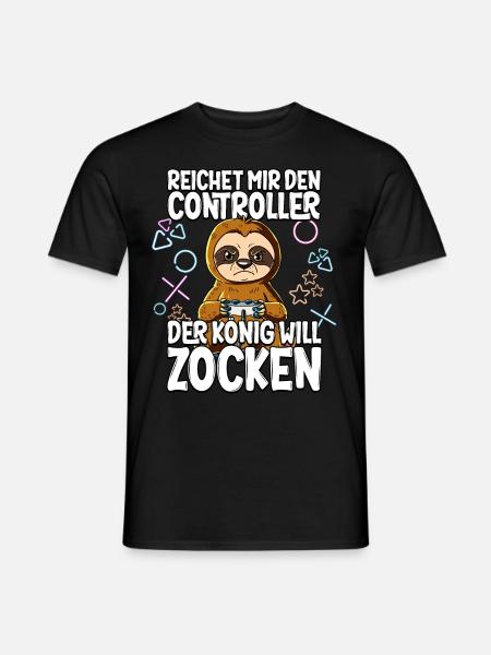 Videospiel Gaming Faultier Zocken - Männer T-Shirt - Schwarz