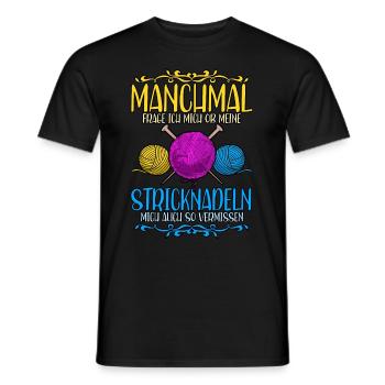 Häkeln - Männer T-Shirt - Schwarz - Vorne - AI Model Male 178 light (178cm)