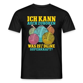 Häkeln - Männer T-Shirt - Schwarz - Vorne - AI Model Male 178 light (178cm)