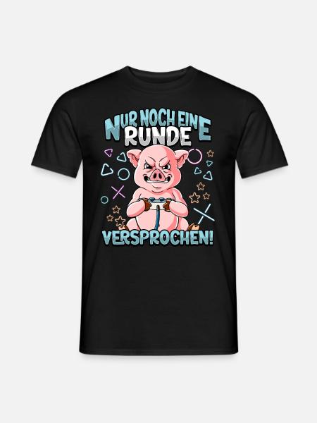 Nur noch eine Runde Zocken Gaming - Männer T-Shirt - Schwarz