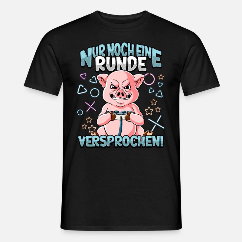 Nur noch eine Runde Zocken Gaming - Männer T-Shirt - Schwarz