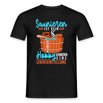 Sauna - Männer T-Shirt - Schwarz - Vorne - AI Model Male 178 light (178cm)
