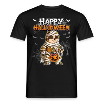 Halloween Faultier Mumie - Männer T-Shirt - Schwarz - Vorne - AI Model Male 178 light (178cm)