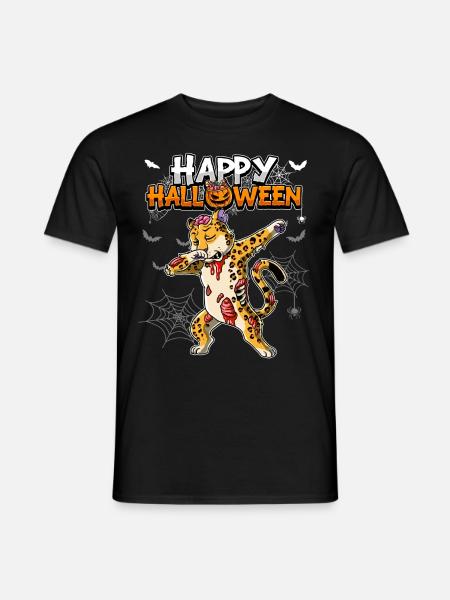 Halloween Leopard Zombie - Männer T-Shirt - Schwarz