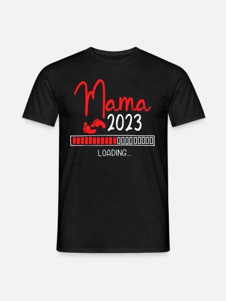 Werdende Mama 2023 Loading - Männer T-Shirt - Schwarz