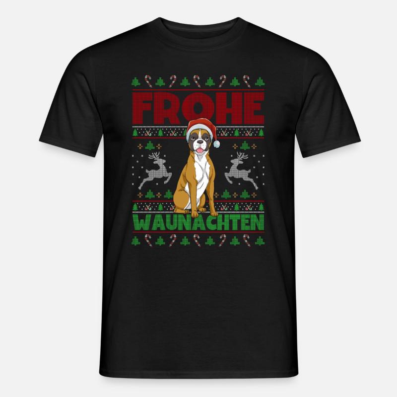 Frohe Weihnachten Boxer - Männer T-Shirt - Schwarz