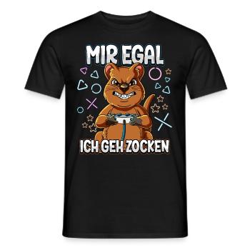 Mir Egal Ich Geh Zocken Gaming - Männer T-Shirt - Schwarz - Vorne - AI Model Male 178 light (178cm)
