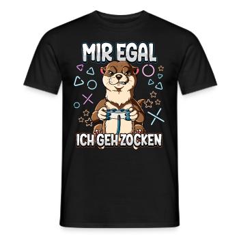 Mir Egal Ich Geh Zocken Gaming - Männer T-Shirt - Schwarz - Vorne - AI Model Male 178 light (178cm)