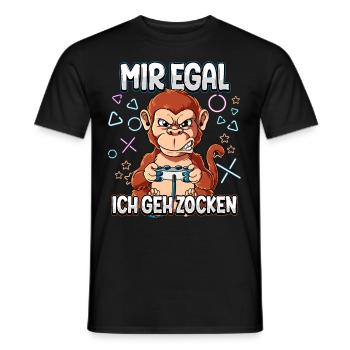 Mir Egal Ich Geh Zocken Gaming - Männer T-Shirt - Schwarz - Vorne - AI Model Male 178 light (178cm)