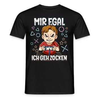 Mir Egal Ich Geh Zocken Gaming - Männer T-Shirt - Schwarz - Vorne - AI Model Male 178 light (178cm)