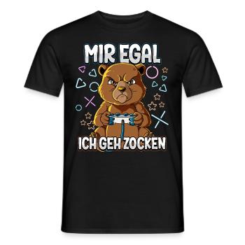 Mir Egal Ich Geh Zocken Gaming - Männer T-Shirt - Schwarz - Vorne - AI Model Male 178 light (178cm)