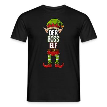 Boss Elf Partnerlook Weihnachten - Männer T-Shirt - Schwarz - Vorne - AI Model Male 178 light (178cm)