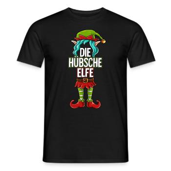 Hübsche Elfe Partnerlook Weihnachten - Männer T-Shirt - Schwarz - Vorne - AI Model Male 178 light (178cm)