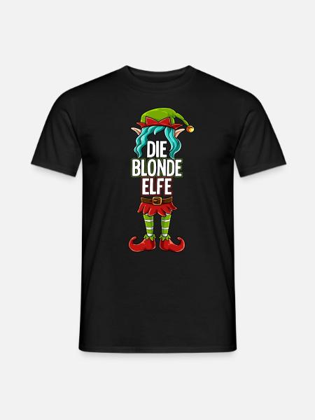 Blonde Elfe Partnerlook Weihnachten - Männer T-Shirt - Schwarz