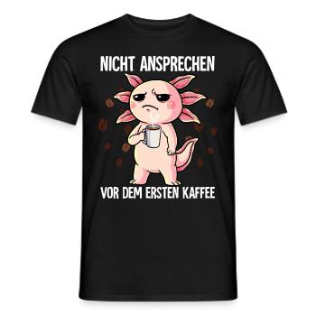 Nicht Ansprechen Vor Dem Ersten Kaffee Axolotl - Männer T-Shirt - Schwarz - Vorne - AI Model Male 178 light (178cm)