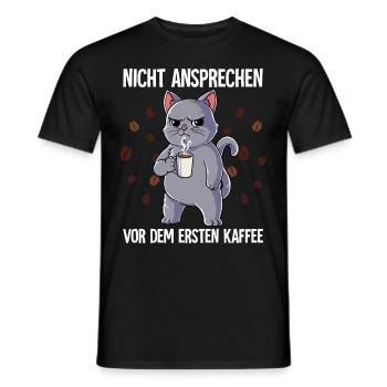 Nicht Ansprechen Vor Dem Ersten Kaffee Katze - Männer T-Shirt - Schwarz - Vorne - AI Model Male 178 light (178cm)