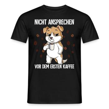 Nicht Ansprechen Vor Dem Ersten Kaffee Hund - Männer T-Shirt - Schwarz - Vorne - AI Model Male 178 light (178cm)