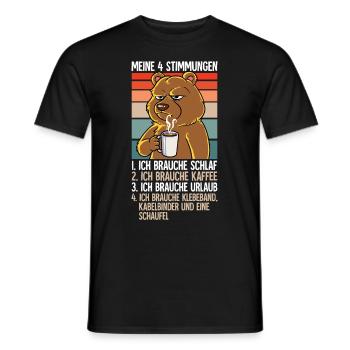 Meine 4 Stimmungen Kaffee Bär - Männer T-Shirt - Schwarz - Vorne - AI Model Male 178 light (178cm)