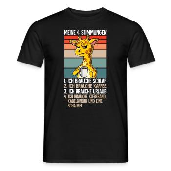 Meine 4 Stimmungen Kaffee Giraffe - Männer T-Shirt - Schwarz - Vorne - AI Model Male 178 light (178cm)