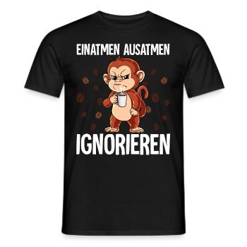 Einatmen Ausatmen Ignorieren Kaffee Affe - Männer T-Shirt - Schwarz - Vorne - AI Model Male 178 light (178cm)