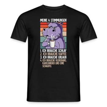 Meine 4 Stimmungen Kaffee Nilpferd - Männer T-Shirt - Schwarz - Vorne - AI Model Male 178 light (178cm)