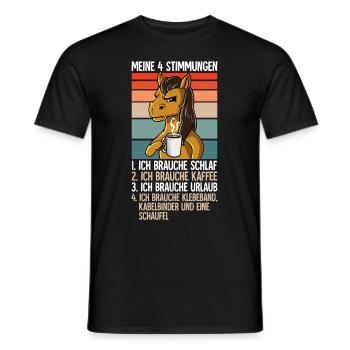 Meine 4 Stimmungen Kaffee Pferd - Männer T-Shirt - Schwarz - Vorne - AI Model Male 178 light (178cm)
