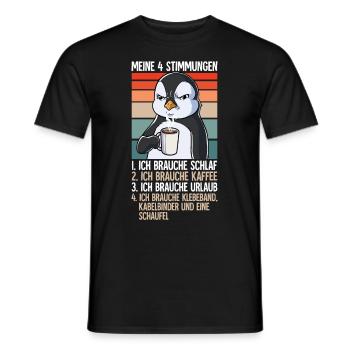 Meine 4 Stimmungen Kaffee Pinguin - Männer T-Shirt - Schwarz - Vorne - AI Model Male 178 light (178cm)