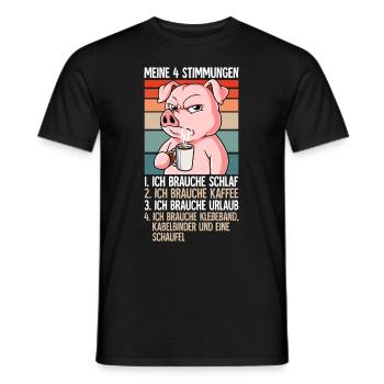 Meine 4 Stimmungen Kaffee Schwein - Männer T-Shirt - Schwarz - Vorne - AI Model Male 178 light (178cm)