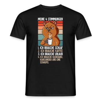 Meine 4 Stimmungen Kaffee Quokka - Männer T-Shirt - Schwarz - Vorne - AI Model Male 178 light (178cm)