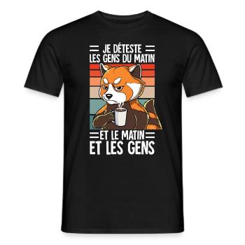 Je Déteste Les Gens Café - T-shirt homme - noir - Devant - AI Model Male 178 light (178cm)
