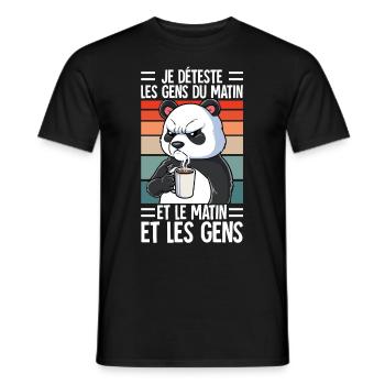 Je Déteste Les Gens Café - T-shirt homme - noir - Devant - AI Model Male 178 light (178cm)