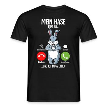 Mein Hase Ruft An - Männer T-Shirt - Schwarz - Vorne - AI Model Male 178 light (178cm)