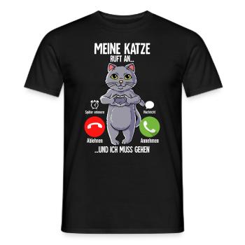 Meine Katze Ruft An - Männer T-Shirt - Schwarz - Vorne - AI Model Male 178 light (178cm)
