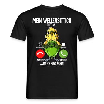 Mein Wellensittich Ruft An - Männer T-Shirt - Schwarz - Vorne - AI Model Male 178 light (178cm)