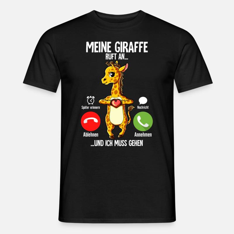 Meine Giraffe Ruft An - Männer T-Shirt - Schwarz