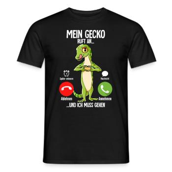 Mein Gecko Ruft An - Männer T-Shirt - Schwarz - Vorne - AI Model Male 178 light (178cm)