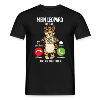 Mein Leopard Ruft An - Männer T-Shirt - Schwarz - Vorne - AI Model Male 178 light (178cm)