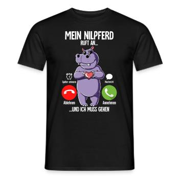 Mein Nilpferd Ruft An - Männer T-Shirt - Schwarz - Vorne - AI Model Male 178 light (178cm)